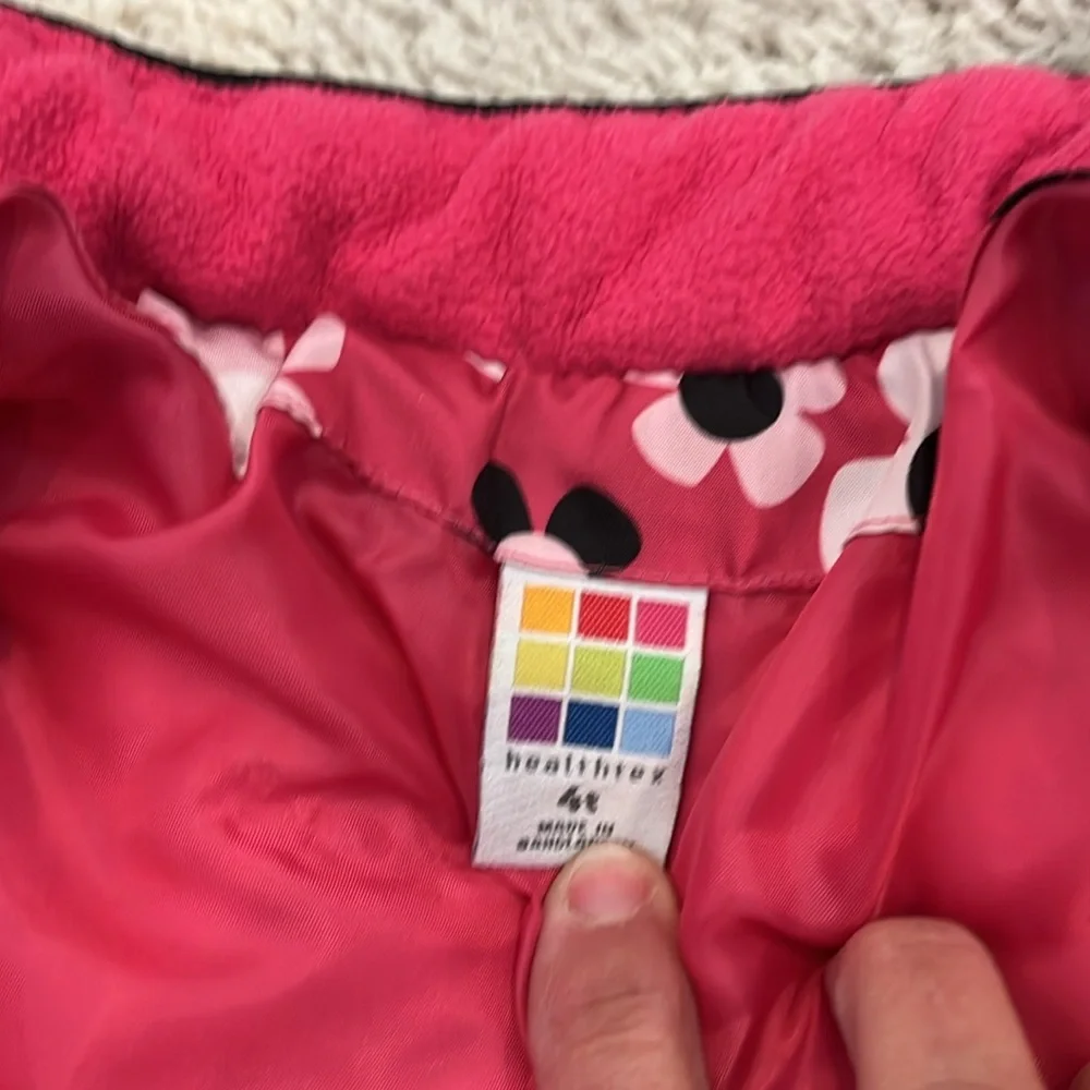 Healthtex SZ 4T pink floral puffer coat. Zip front like new.